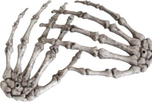 XONOR Halloween Skeleton Hands - Realistic Life Size Severed Plastic Grey Skeleton Hands for Halloween Props Decorations, 1Pair