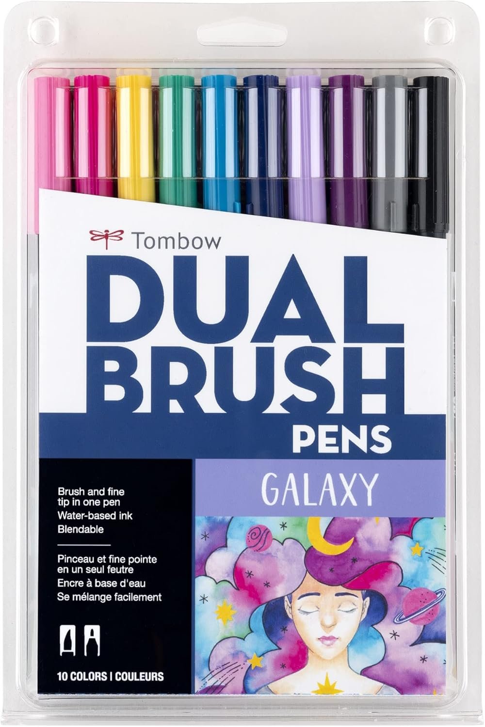 Set of Tombow Dual Brush Pens in assorted colors, ideal for coloring and lettering.