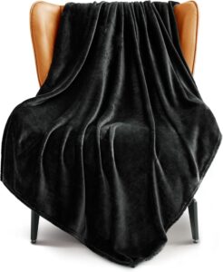Exclusivo Mezcla Fleece Throw Blanket for Couch, Sofa, 300GSM Super Soft and Warm Blankets, Black Throw All Season Use, Cozy, Plush, Lightweight, 50x60 Inches