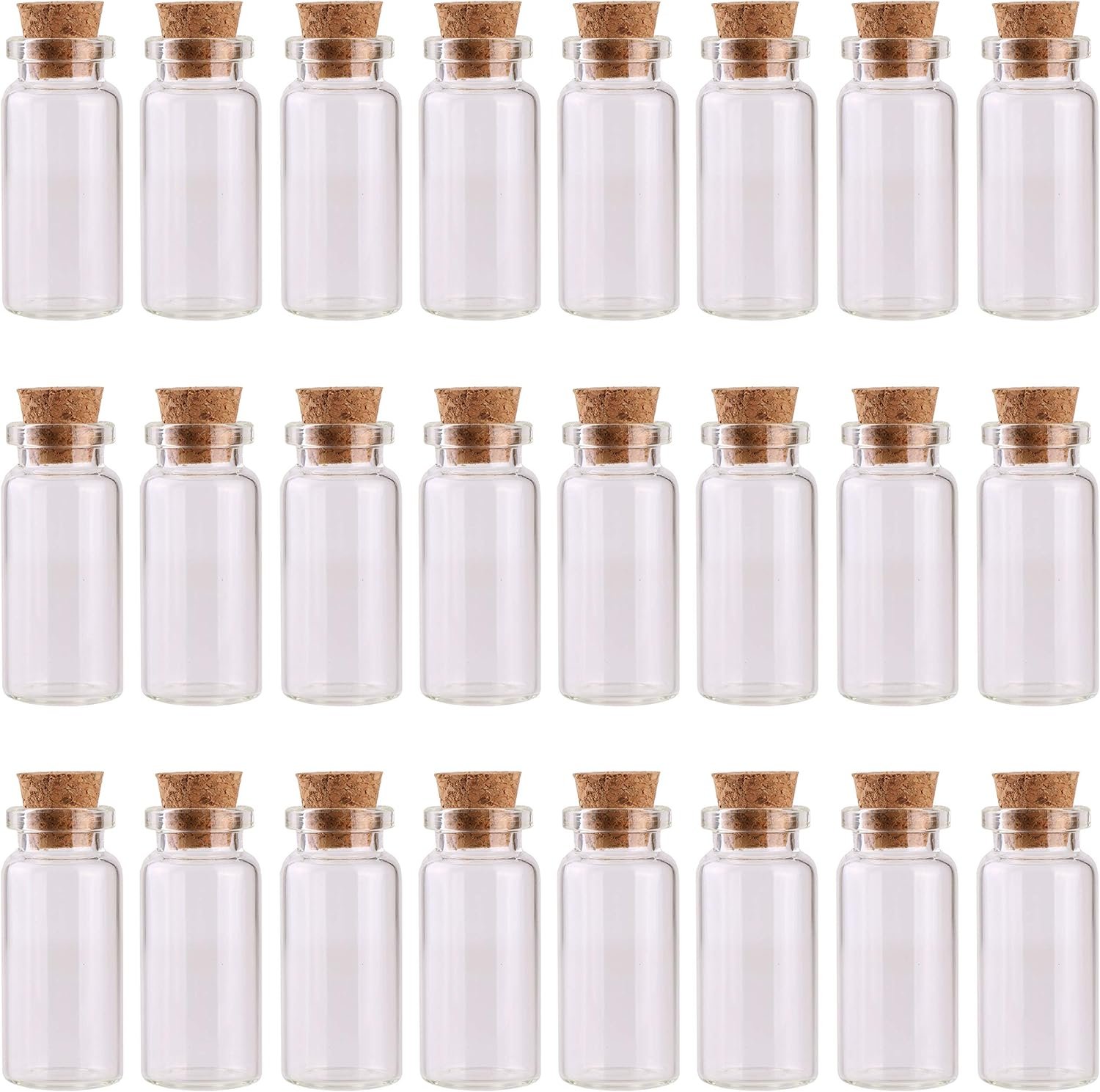 MaxMau 24PCS 10ml Glass Bottles Mini Vials with Cork Stoppers for DIY Decoration and Wedding Party Favors 