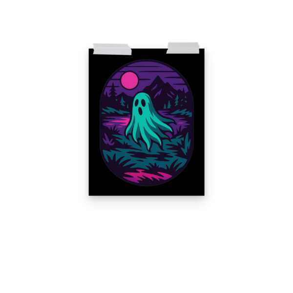 Phantom Forest ghost lake art print hanging on a plain wall in 11x14 size.