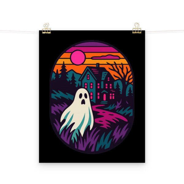 Ghostly Getaway Print (Haunted Sunset Series) – Spooky Haunted House Wall Art - Image 2